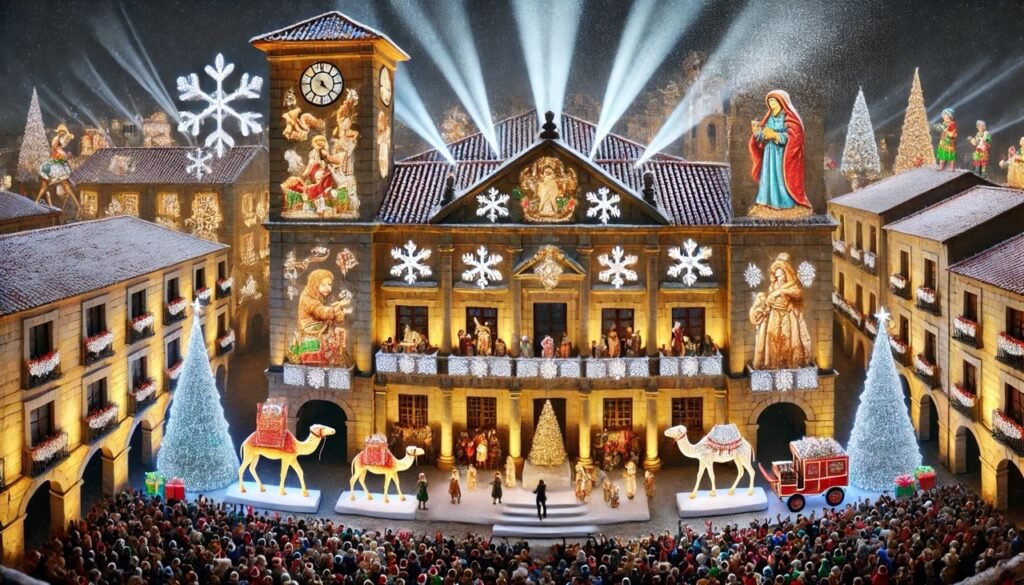 Nevadas escénicas y dinámicas para pregones de Navidad.